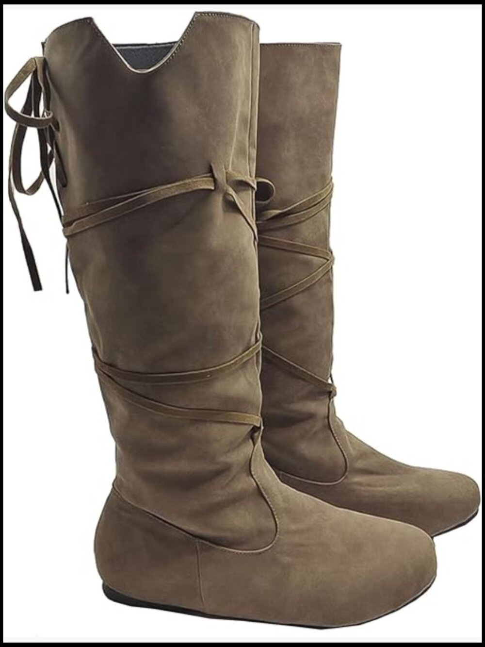 Medieval Cosplay Boots Unisex Renaissance Stage Pirate Viking Lace Up Mid Calf